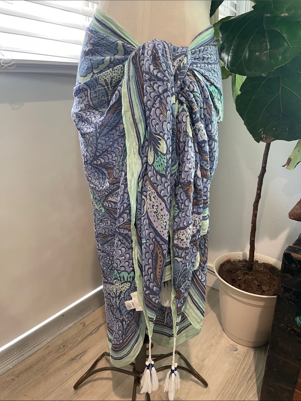 Gorgeous! Pool To The Party Women’s Blue & Mint Patterned Swim Sarong